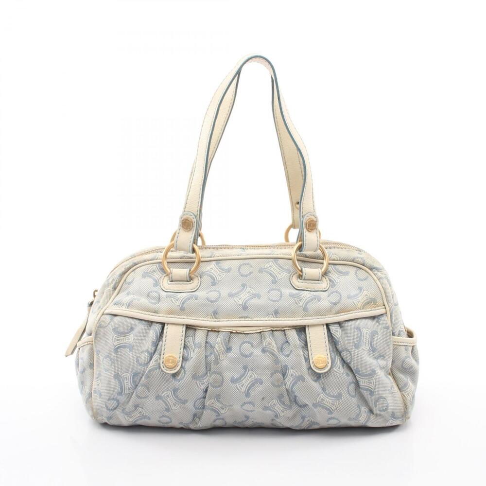 Celine C Macadam Handbag Canvas Leather Blue White